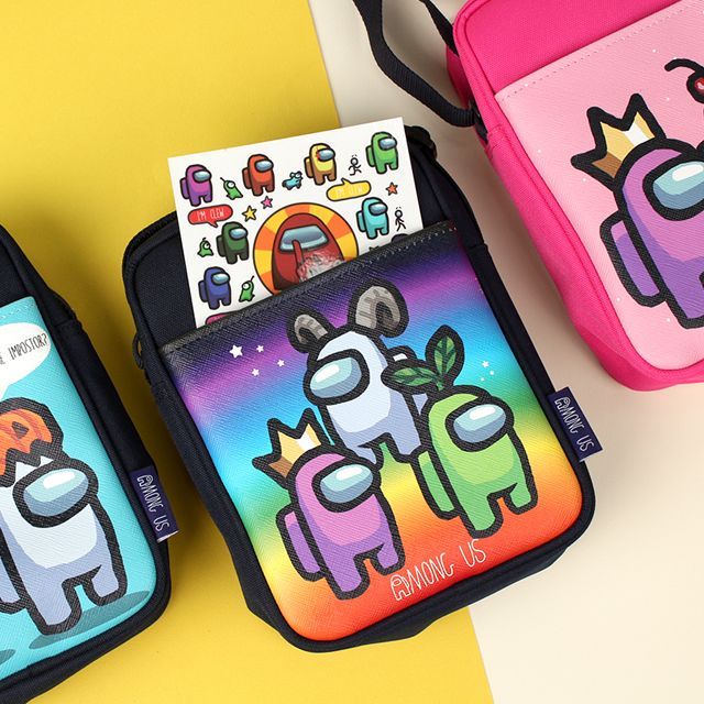 Among Us square cross bag pouch_Rainbow Trio