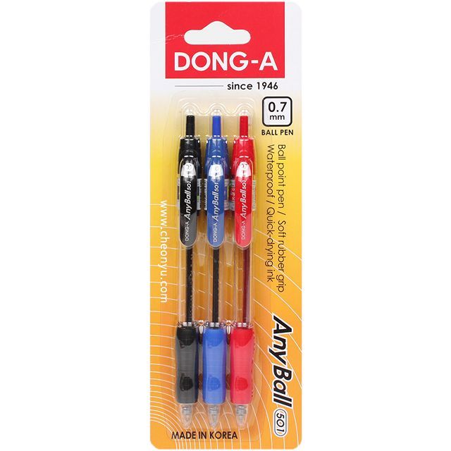 애니볼 0.7mm볼펜 혼합 3개입 세트