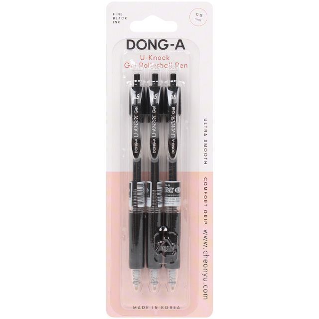유노크 볼펜 0.5mm 블랙 3개입 세트
