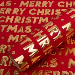 Christmas Gild 3D Lettering Wrapping Paper, 530x9cm