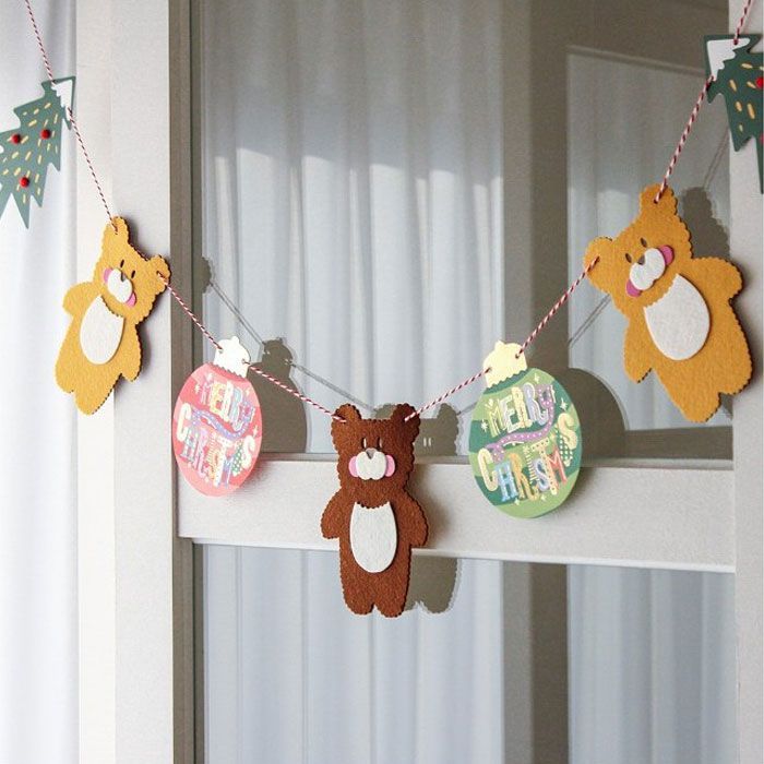Felt Garland for Christmas Happy Bear Garland