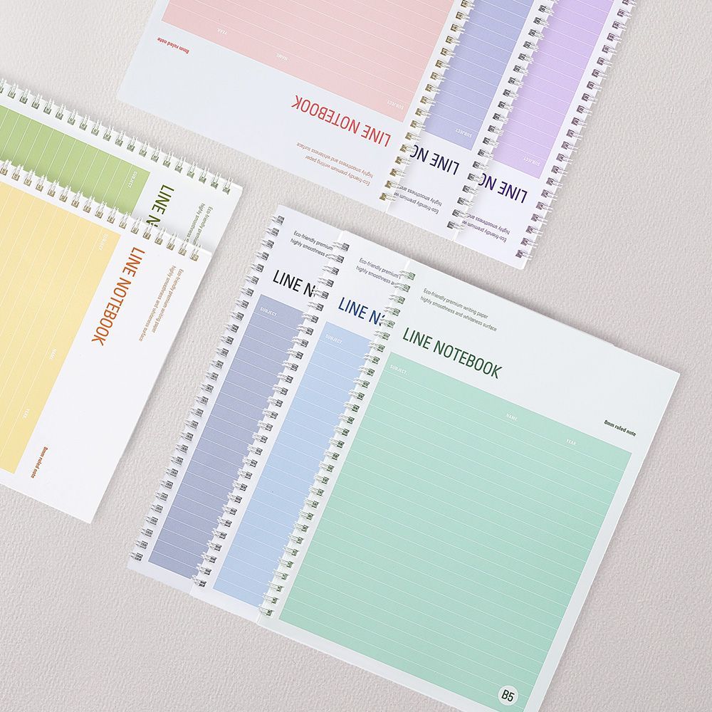 Color Energy Lined Notebook B5, Set of 8 with Slim Ballpoint Pens 