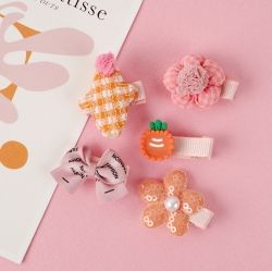 CUTE HAIR PIN 5PCS SET Orange Carrot