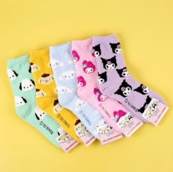 Sanrio Colorful Fluffy Crew socks, One Size 220-260mm - Kuromi