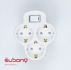 Attached Integrated Switch Crober Type Multi-socket 3-Outlet White