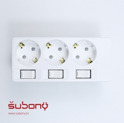 Attached Individual Switch Multi-socket 3-Outlet White