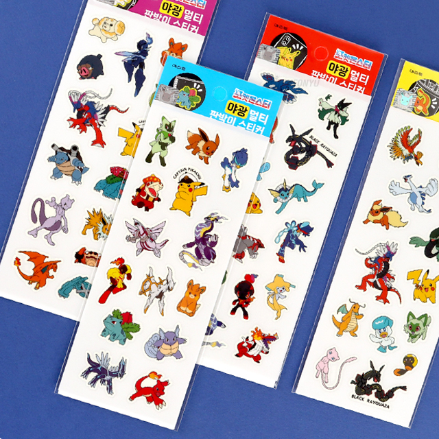 Pocket Monster glow-in-the-dark multi resemble Sticker, set of 20pcs