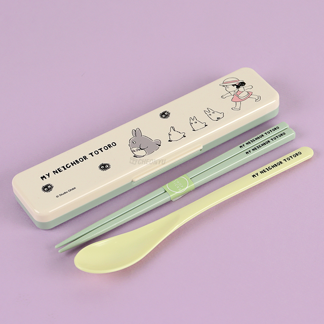 토토로 행진 소음방지 수저 콤비 세트 18cm