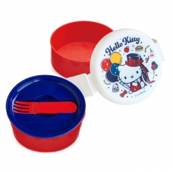 Sanrio Icon Round 2-Layer Lunch Box with Fork - Hello Kitty Always by your side