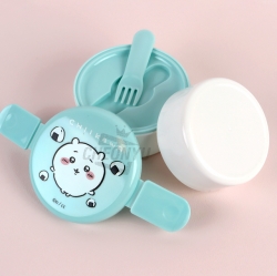 CHIIKAWA Round 2-Layer Lunch Box with Fork