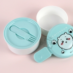 CHIIKAWA Round 2-Layer Lunch Box with Fork