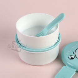 CHIIKAWA Round 2-Layer Lunch Box with Fork