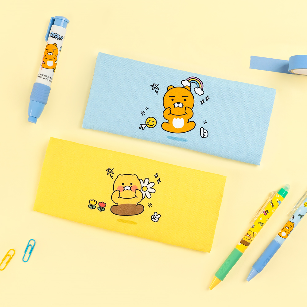 Kakao friends say cheese fabric flat pencil case