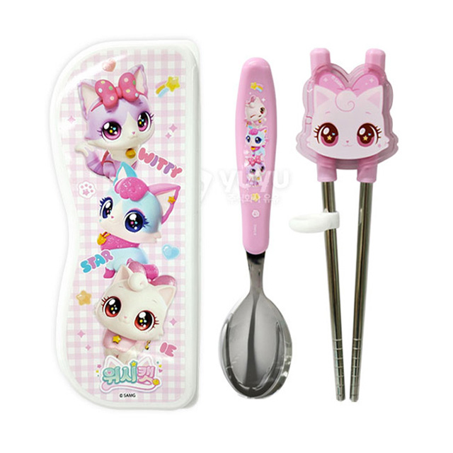 Wish cat Training Chopsticks and spoon case set