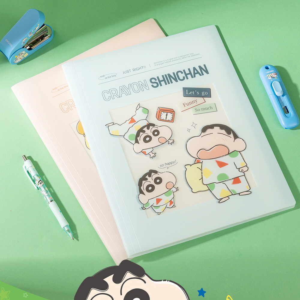 Crayon Shin-chan Corner-Rounded Slim Folding Clear File A4 40 Pockets