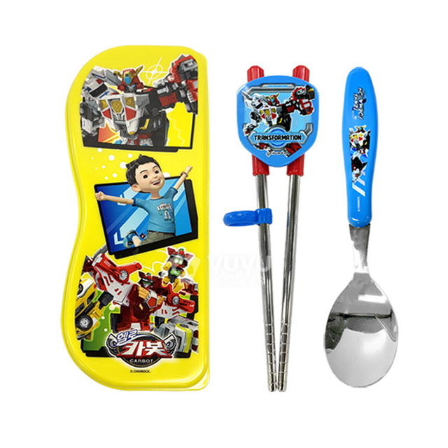 Hello Carbot 15 Spoon and Dual-Hand Training Chopsticks Case Set