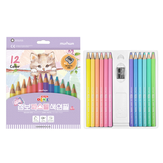 DEOJON KIDS Jumbo Pastel Colored Pencil 12Colors