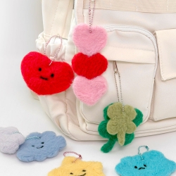 Flat Wool Felt Keyring DIY, 9pcs