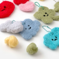 Flat Wool Felt Keyring DIY, 9pcs