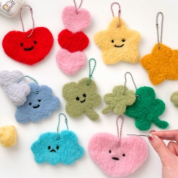 Flat Wool Felt Keyring DIY, 9pcs