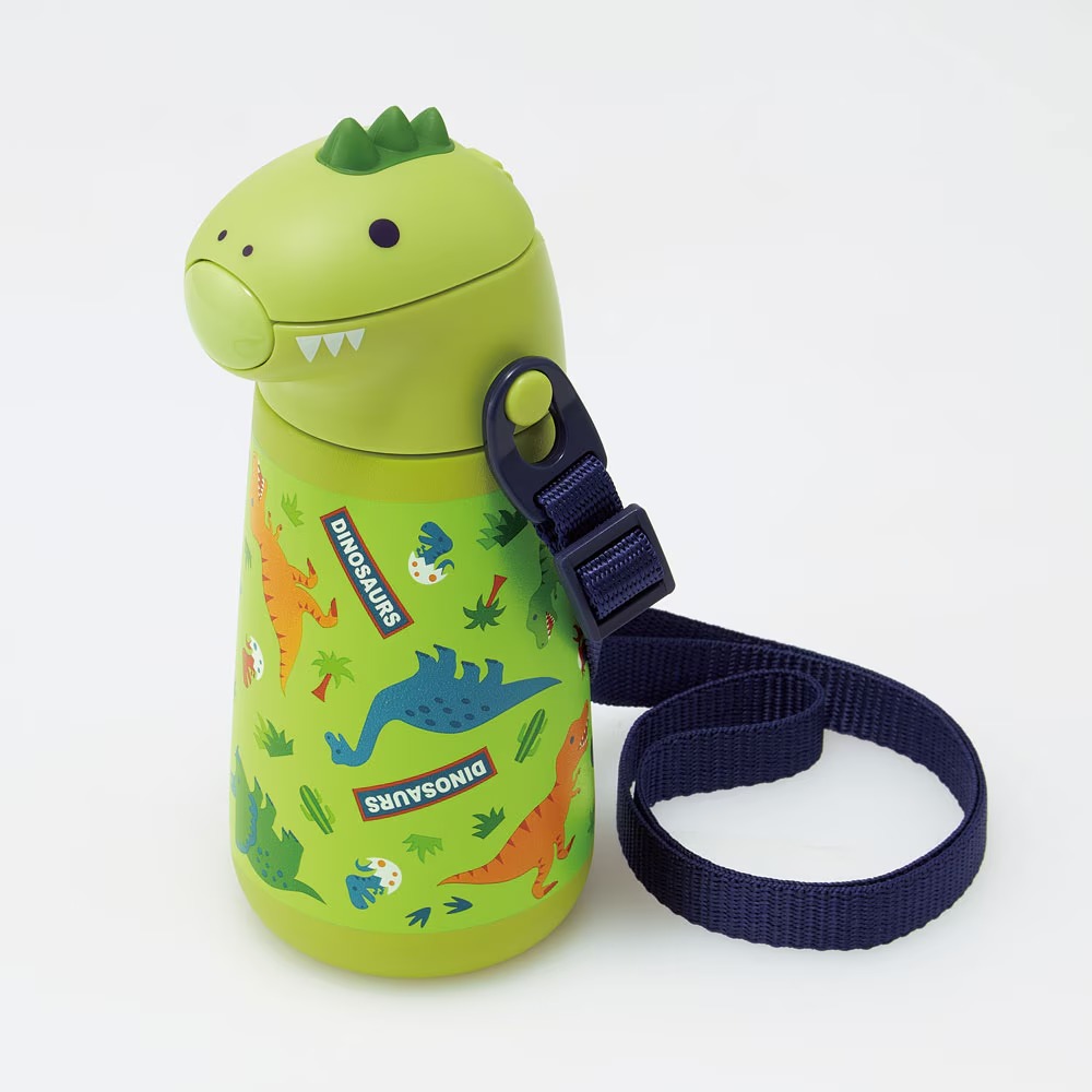 Dinosaur Die-Cut Stainless Steel Straw Bottle 370ml