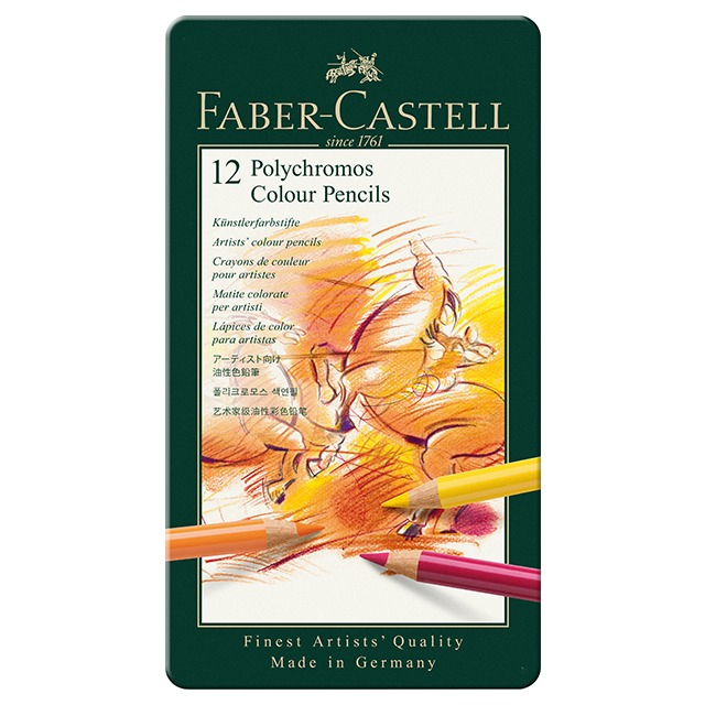 Faber-Castell Polychromos Artists' Colour Pencils 12 Colors_Tin Case