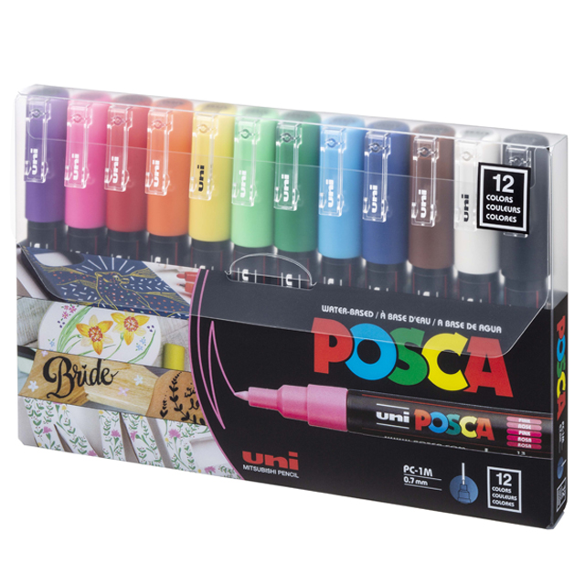 Uni POSCA Marker PC‑1M 12‑Color Set