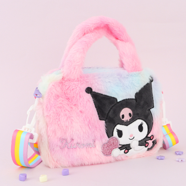 Kuromi Rainbow Fur Hand Cross
