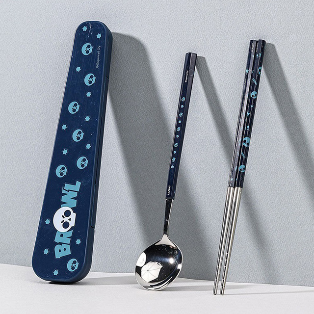 Brawl Stars Easy Grip Stainless Steel Spoon & Chopsticks Case 3-Piece Set