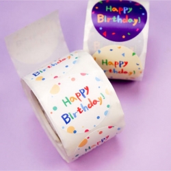 Birthday cake, cookie gift wrap, and large birthday stickers