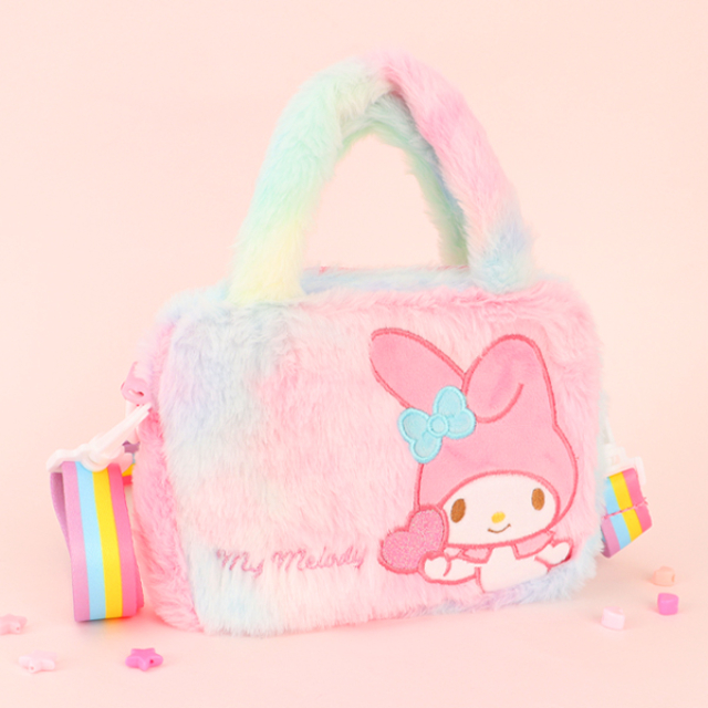 My Melody Rainbow Fur Hand Cross