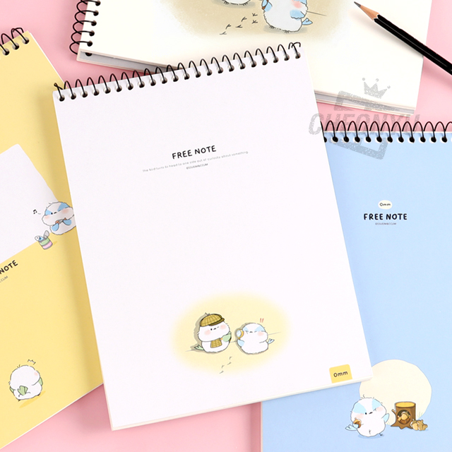 Long tail-tit Upper-sided Sping Free Notebook, Random