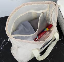 Brisk Mesh Material Bathing Sauna Swimming Pool Shower Ivory Small  Bag 