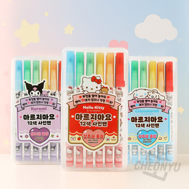 Sanrio Characters Non Dry 12 Colors Signpen Set