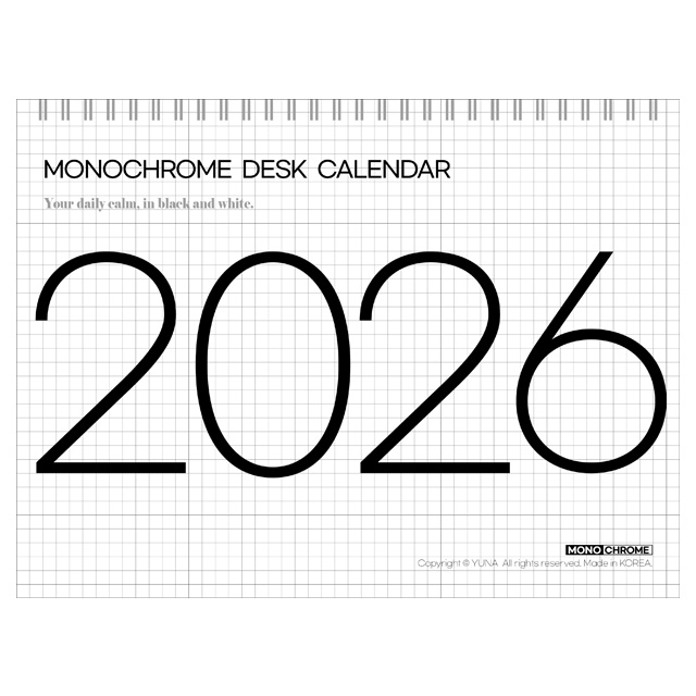2026 Monochrome Desk Calendar