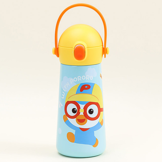 Pororo The Bottle Molly One-touch Shoulder Strap Double-walled Stainless Steel Straw Water Bottle