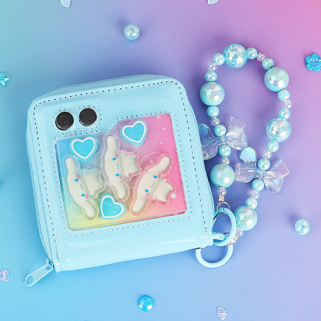 Cinnamoroll Flip Phone Strap Wallet S Skyblue