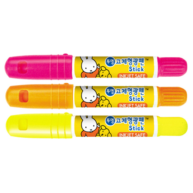 미피  제트스틱 고체 형광펜 3색 세트