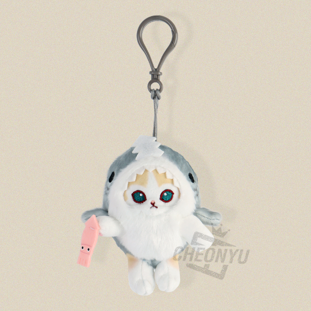 MofuSand Shark Costume 9cm Plush Cream cat