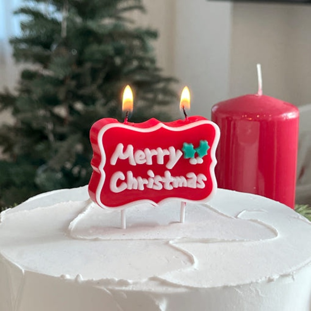 XMAS Premium Christmas Candle Message Cake Candle 2 Types