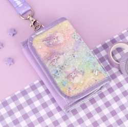 Kuromi Sequin Bling 3-Layer Necklace Wallet