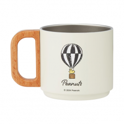 Snoopy Badge Wooden Handle Stainless Steel Mug 350ml