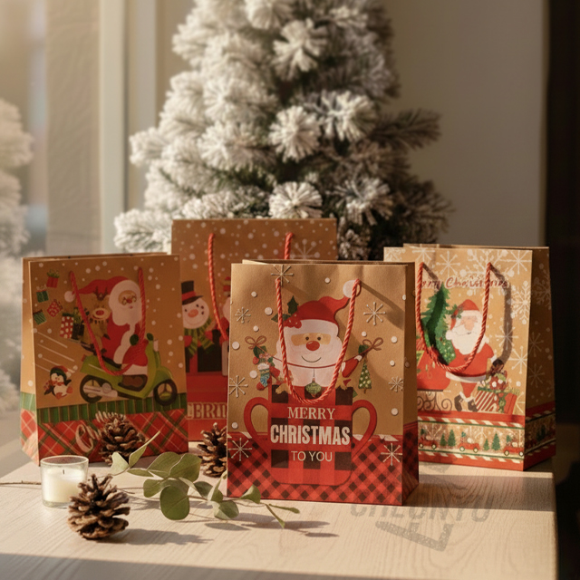 Christmas Santa Shopping Bag 12ea, Random