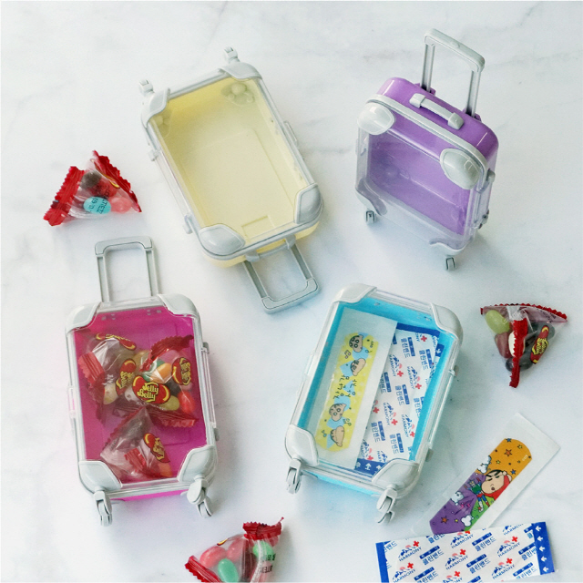 컬러 미니어쳐 캐리어 케이스 액세서리 소품 보관함