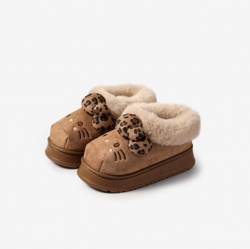 Hello Kitty Leopard Fur Slipper Boots Brown