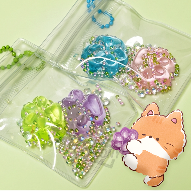 Cat Paw Jelly Mochi Random Keyring (Set of 30)