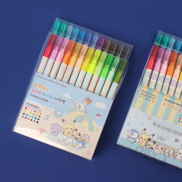 Pokémon 24-Color Washable Felt-tip Pens, Random