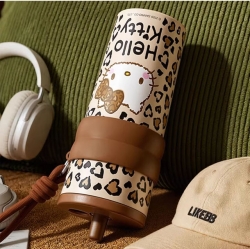 Hello Kitty Premium Large-Capacity Leopard Print Tumbler