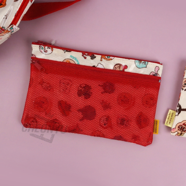 Anpanman All-Star Pattern Double Zipper Pouch