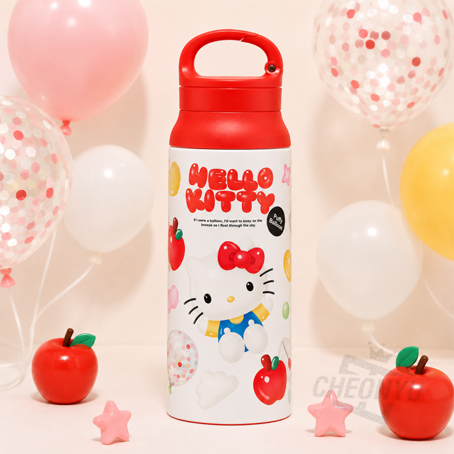 헬로키티 퍼피 벌룬 카라비너 핸들 스텐 보틀 600ml